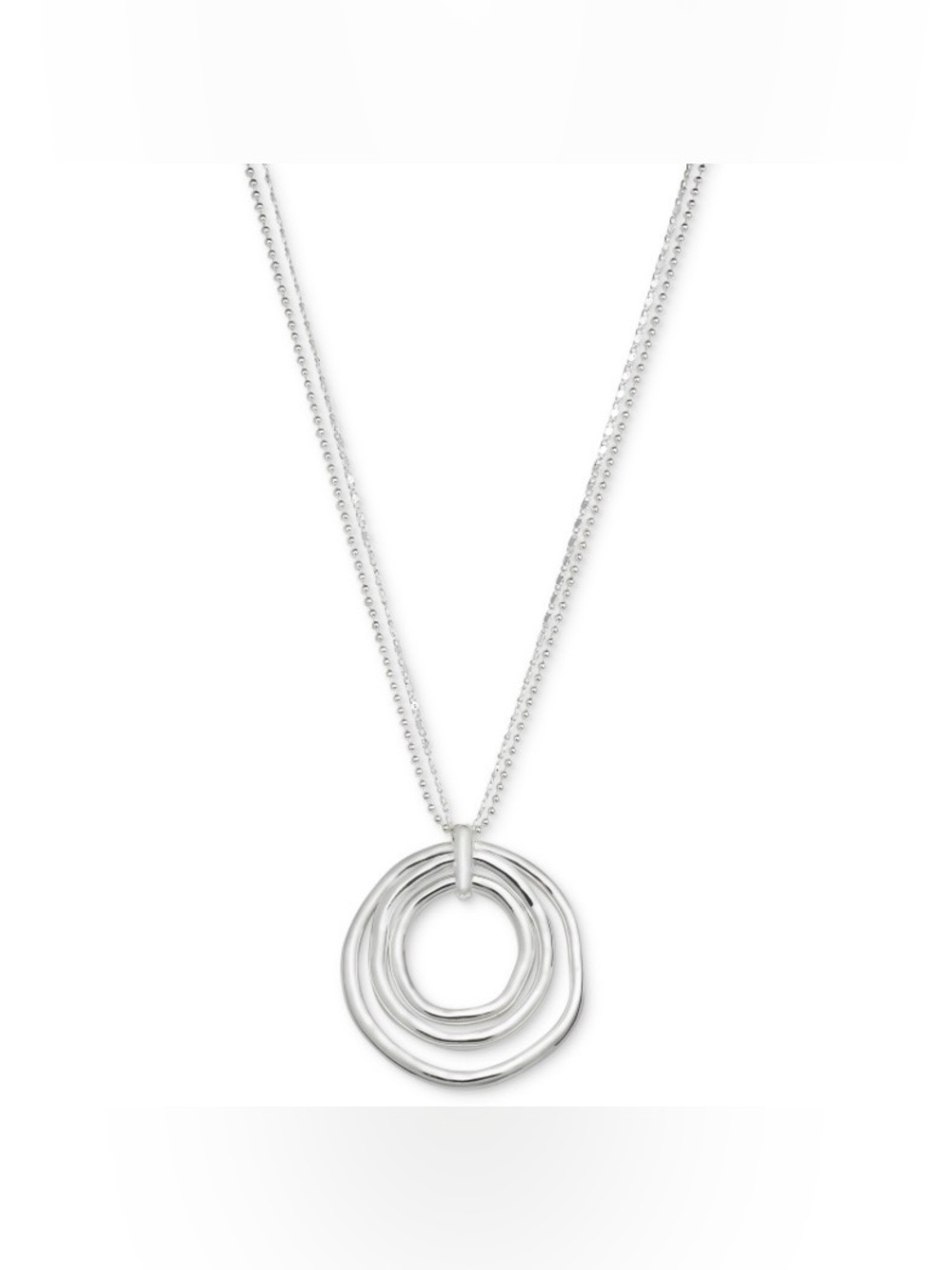 NWT Style & Co Multi-Chain Circle Pendant Necklace, 36" + 3" Extender, Silver